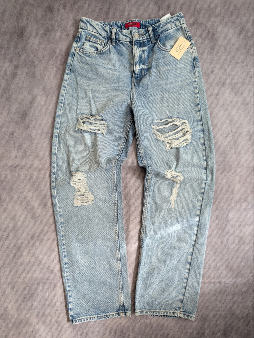 Guess 90s Distressed High Waist Nonstretch Jeans Light Wash Size 28